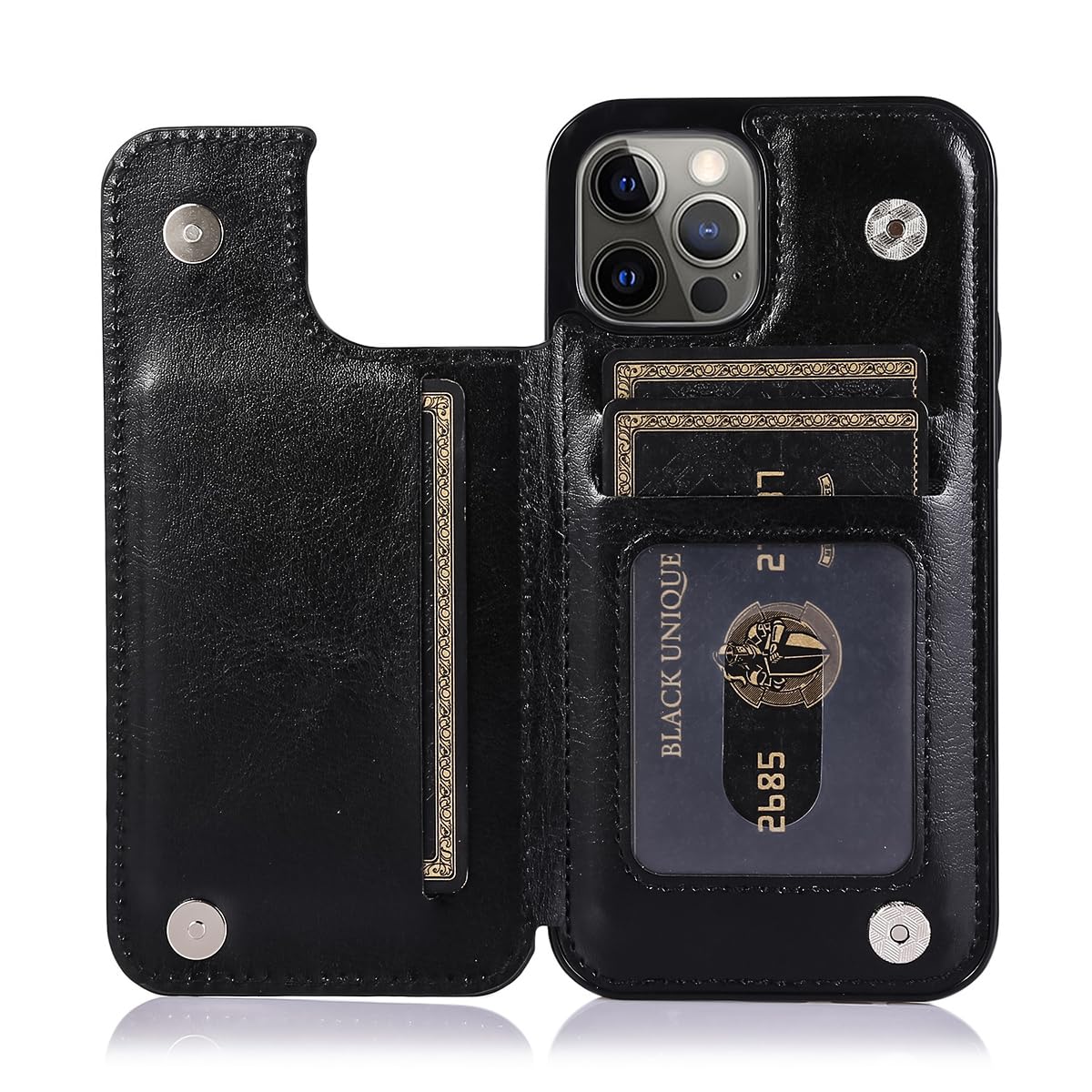 ZORBES Leather Phone Case for iPhone 15 Pro Max Stylish PU Phone Case with 4 Card Slots 2 in 1 Leather Phone Case for iPhone 15 Pro Max Snap Button Flip-Open Leather Wallet Phone Case Black ZORBES Leather Phone Case for iPhone 15 Pro Max Stylish PU Phone Case with 4 Card Slots 2 in 1 Leather Phone Case for iPhone 15 Pro Max Snap Button Flip-Open Leather Wallet Phone Case Black